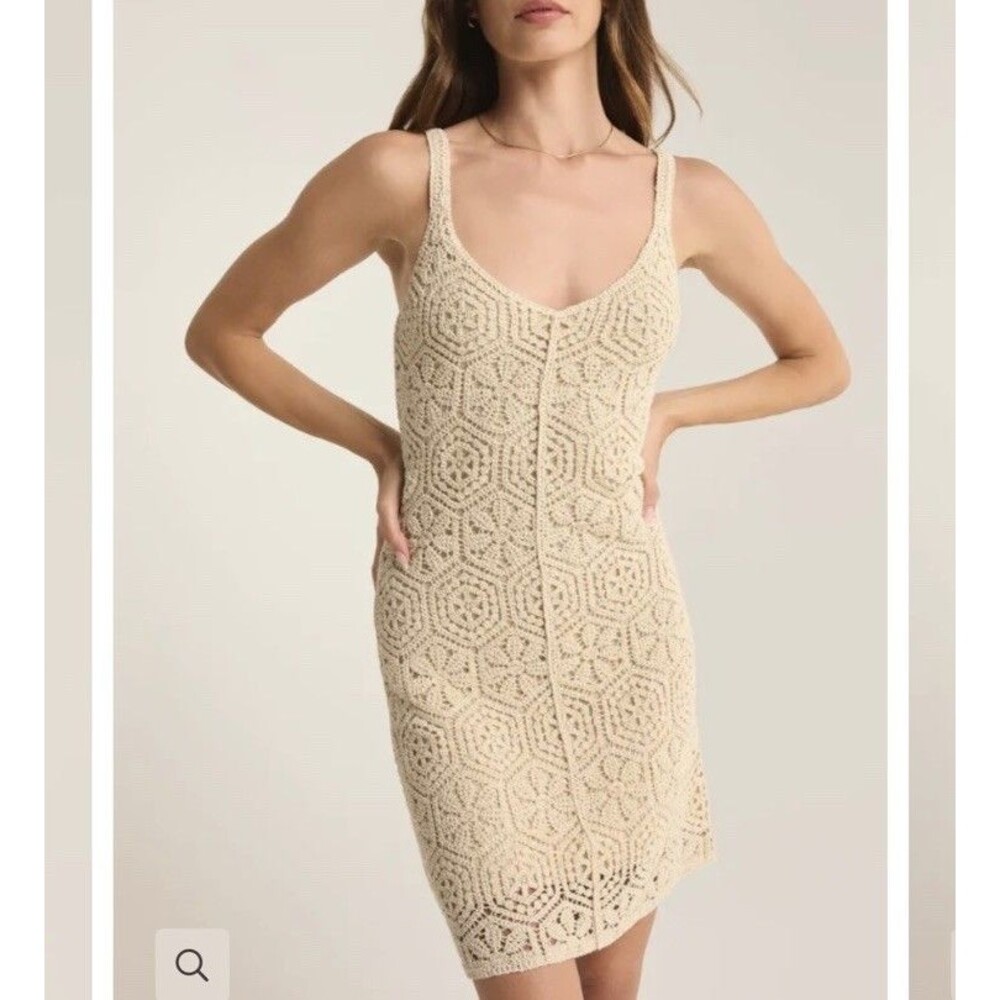 NWT Z Supply Allure Dress Sz M Natural Crochet Knit Sleeveless Boho Sleeveless